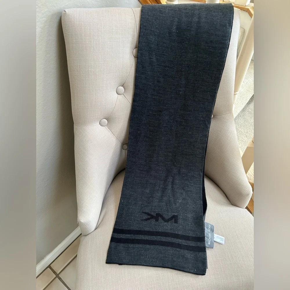 Michael Kors Black Knit Scarf with MK Logo